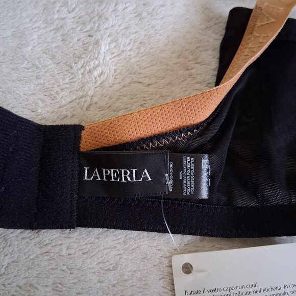 La Perla NWT Women's Size 38E Black Lace Underwire Unlined Satin Straps Bra - Picture 7 of 13